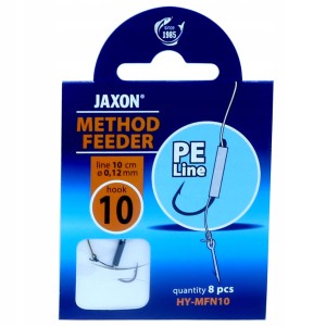 Przejdź do produktu Haczyki z przyponami JAXON METHOD FEEDER plecionka 10cm / roz. 10 / igła