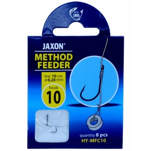 Przejdź do produktu Haczyki z przyponami JAXON METHOD FEEDER żyłka 10cm / roz. 10 / gumka