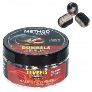 Przejdź do produktu Dumbells Duo Color Sinking JAXON METHOD FEEDER - HALIBUT / CZOSNEK