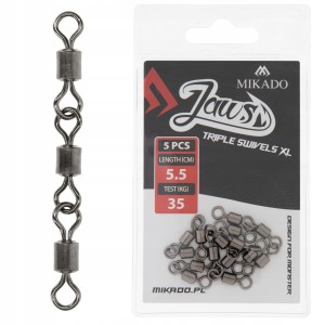 Przejdź do produktu Krętlik potrójny do dozbrojek MIKADO JAWS TRIPLE SWIVELS - 35kg / 5,5cm / 5szt