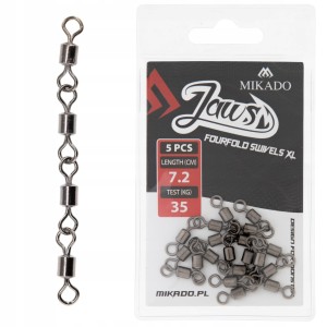 Przejdź do produktu Krętlik poczwórny do dozbrojek MIKADO JAWS FOURFOLD SWIVELS - 35kg / 7,2cm / 5szt