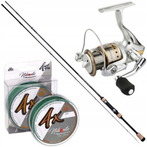 Przejdź do produktu Zestaw SPINNING NA SZCZUPAKA Węglowa wędka + Kołowrotek + Plecionka MIKADO