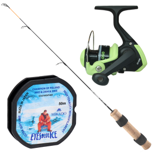 Przejdź do produktu Zestaw PODLODOWY NA BŁYSTKI Wędka Kołowrotek Żyłka MIKADO