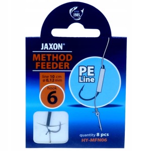 Przejdź do produktu Haczyki z przyponami JAXON METHOD FEEDER plecionka 10cm / roz. 6 / igła